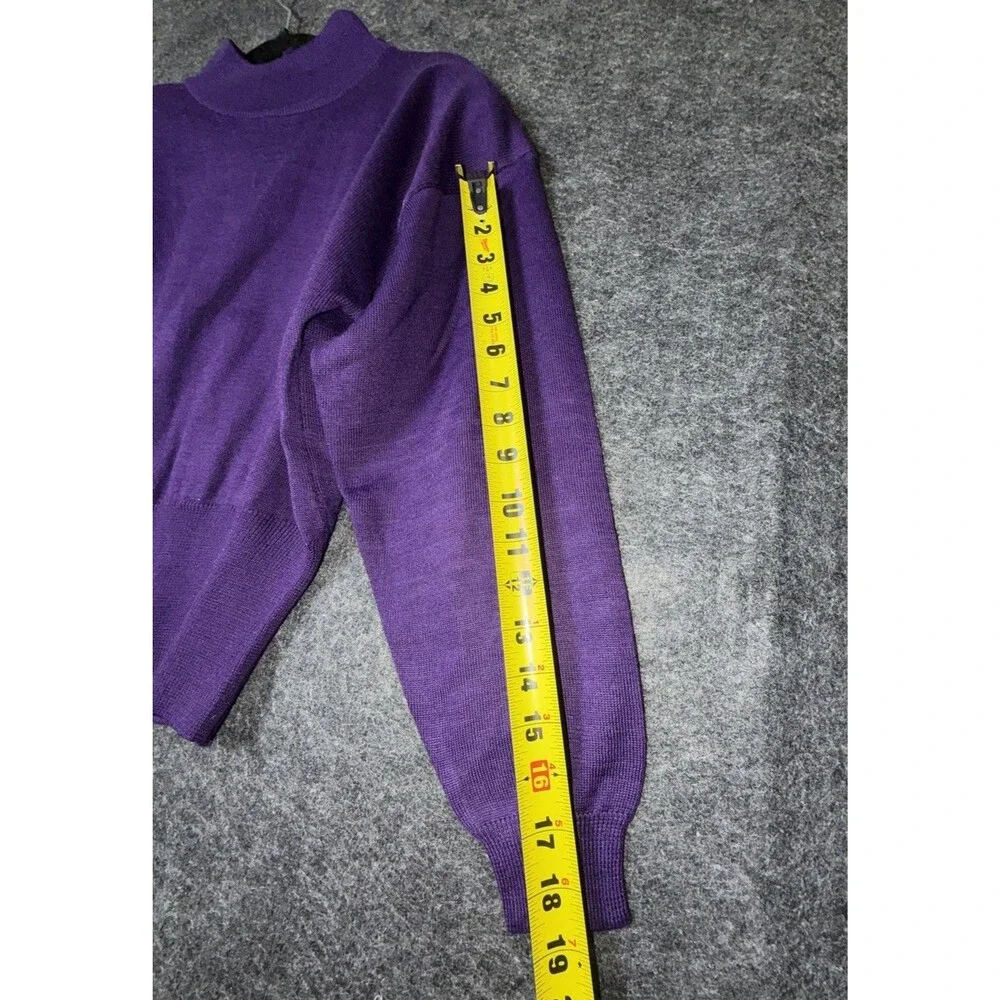 Vintage Casual Corner Purple Mock Neck Sweater with Padded Shoulders - SZ Small
